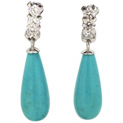 18 Karat Gold Ladies Earrings with Turquoise and Diamonds
0.24 Carat Total
Vintage 18 Karat Gold Ladies Earrings with Turquoise and Diamonds
0.24 Carat Total
