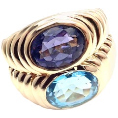 Bulgari Blue Topaz and Iolite Yellow Gold Cocktail Ring