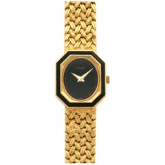 Piaget Ladies Yellow Gold Onyx Bracelet Wristwatch Ref 8341, circa 1970