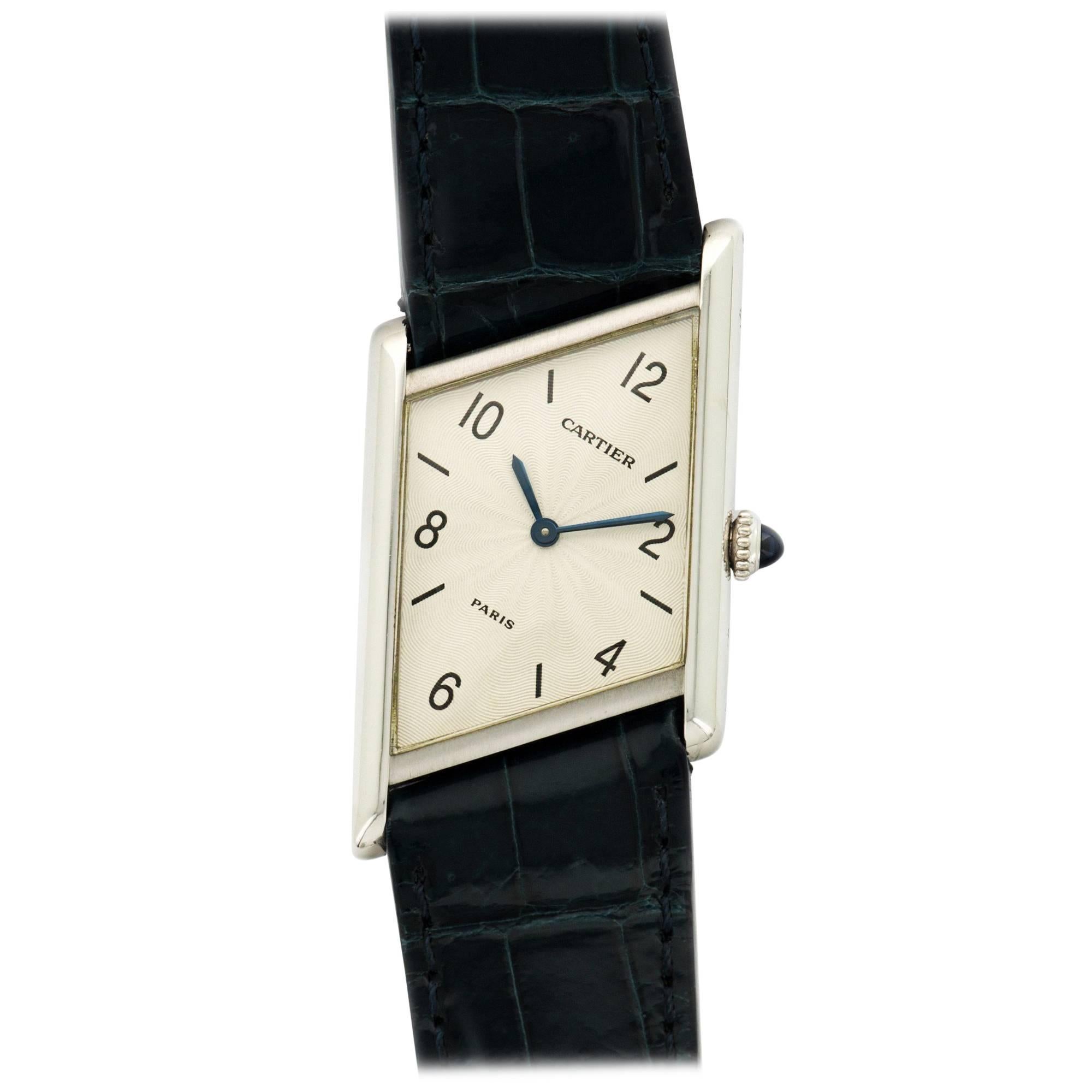 Cartier Platinum Asymmetric Tank Limited Edition Wristwatch, Ref 1996
