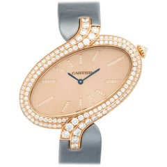 Cartier Ladies Rose Gold Diamond Delices Extra Large Wristwatch