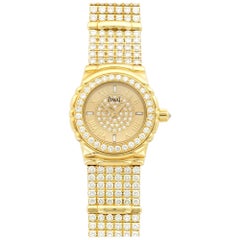 Piaget Ladies Yellow Gold Tanagra Pave Diamond Bracelet Wristwatch