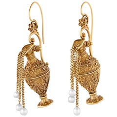 Etruscan Revival Gold Earrings