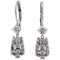 1950s Diamond Pendent Drop Earrings 1950s Diamond Pendent Drop Earrings