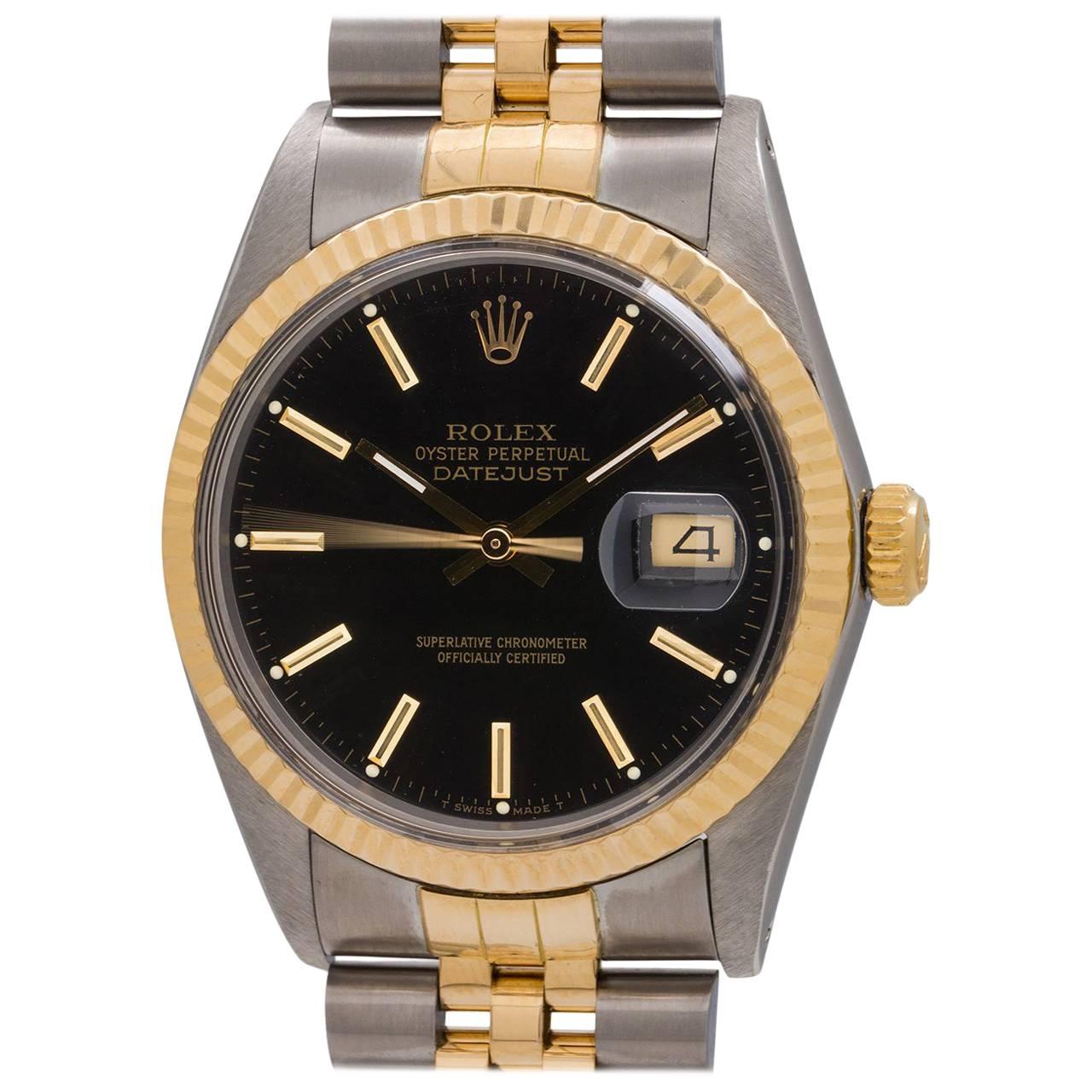 Rolex yellow gold stainless steel Datejust self winding wristwatch, circa 1986 