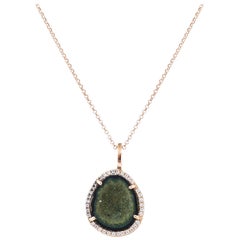 Karolin Rose Gold White Diamond Pendant Agate Necklace