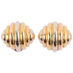 Cartier Tricolor Ribbed Ear Clips