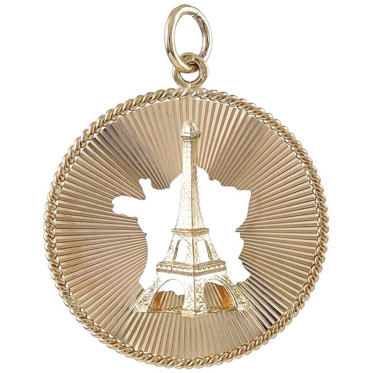 Gold Eiffel Tower France Charm For Sale