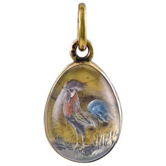Antique Rooster Essex Crystal and Gold Easter Charm