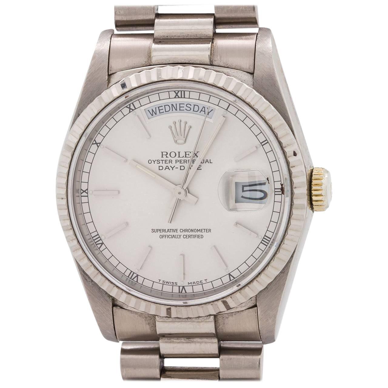 Rolex White Gold Day Date President Wristwatch Ref 18239, circa 1998