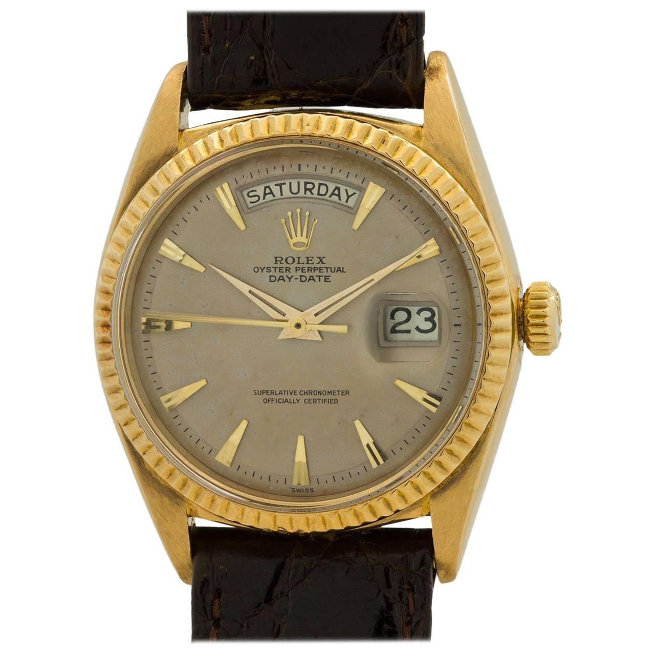 Rolex Yellow Gold Stainless Steel Day Date Tropical Dial Self Winding Wristwatch