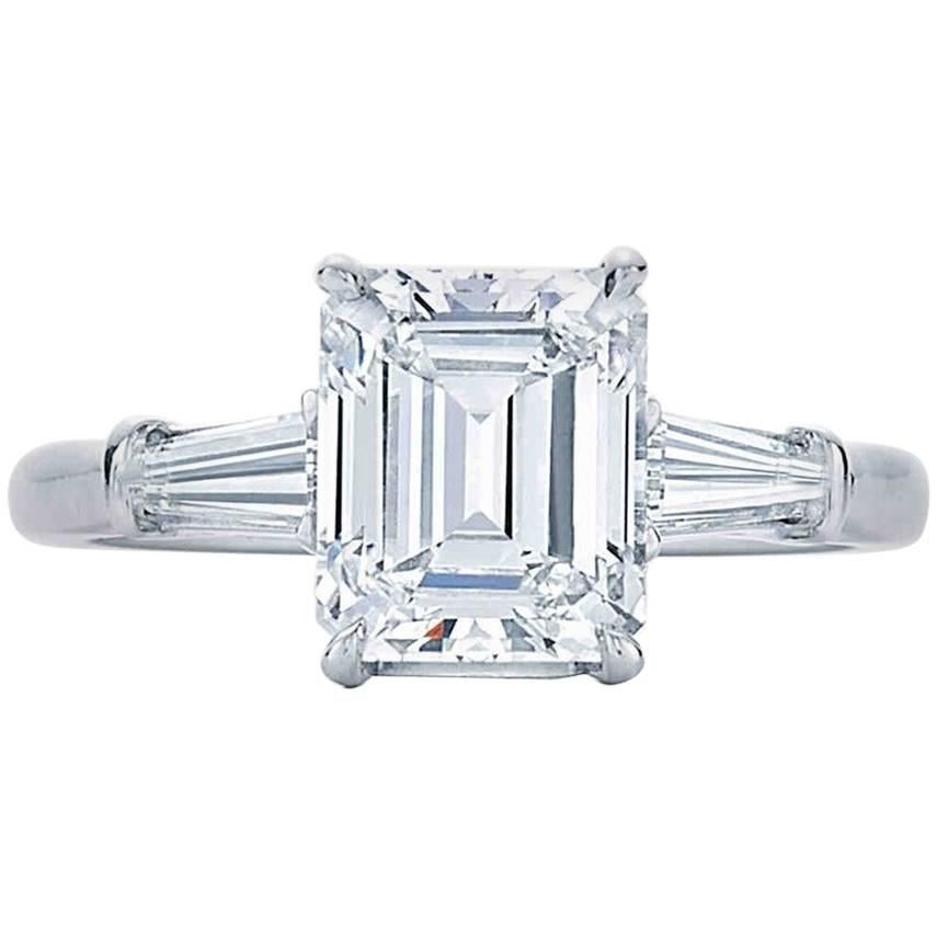 Spectacular Platinum 5.01 Carat Emerald Cut Ring