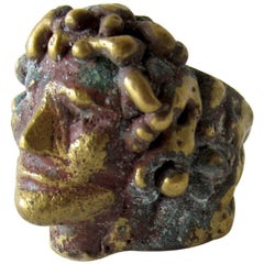 Pal Kepenyes Bronze Romanesque Face Ring