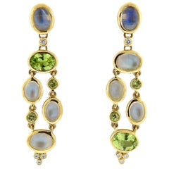 Temple St. Clair Diamond Moonstone Peridot Gold Earrings