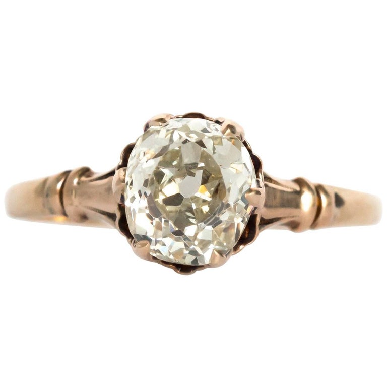 1890 Victorian  Yellow Gold 1 50 Carat Diamond Engagement  