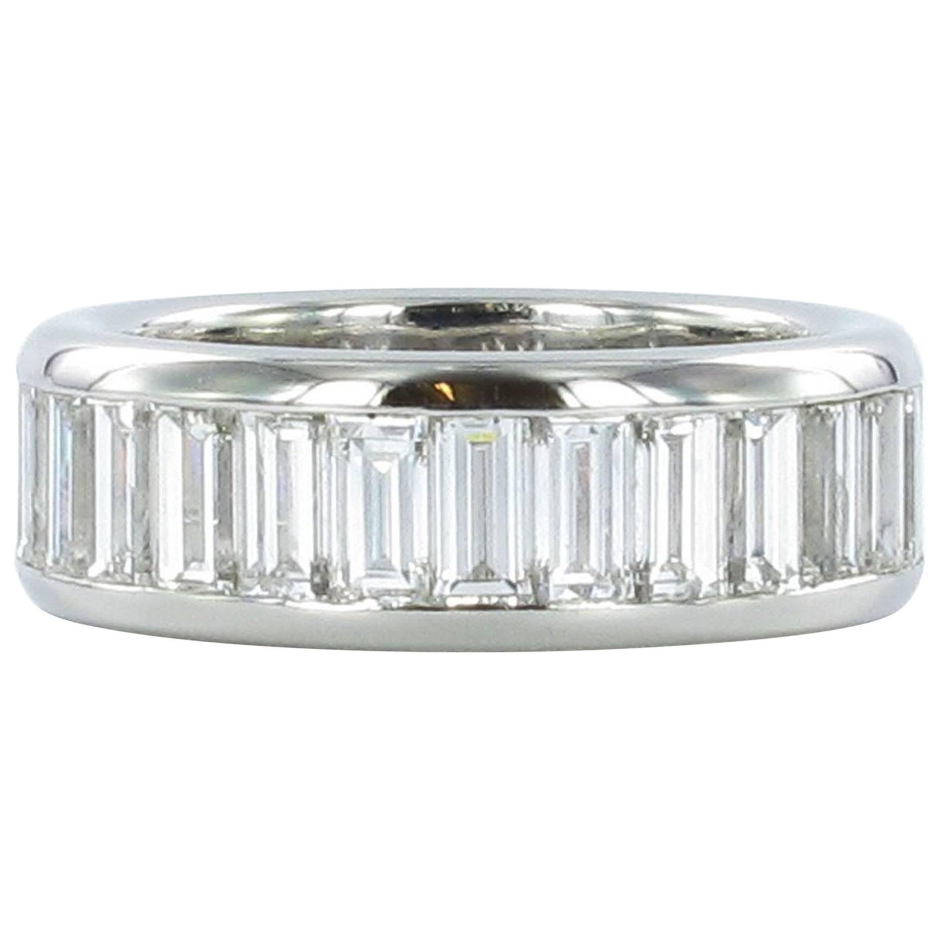 Gübelin Baguette Diamond Platinum Eternity Ring For Sale
