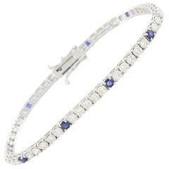 ct 4, 68 Diamonds and ct 1, 50 Sapphire White Gold Tennis Bracelet
