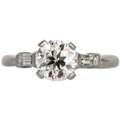 Vintage 1930s Art Deco GIA Certified .93 Carat Diamond Engagement Ring