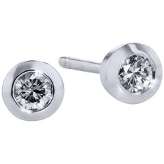H & H 0.16 Carat Bezel Set Diamond Stud Earrings