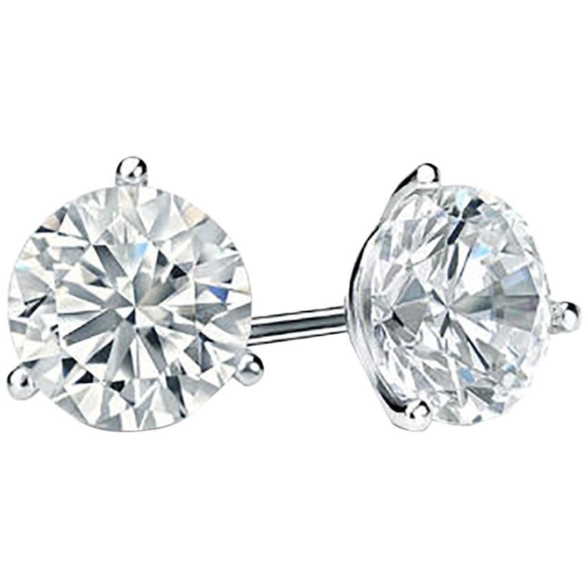 Platinum 4.05 Carat GIA Diamond Stud Earrings