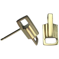 Emer Roberts Small Link Gold Architectural Art Deco Earrings