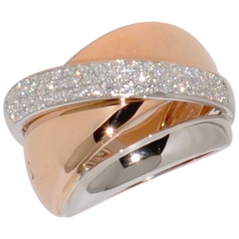 White Diamonds Rose Gold and White Gold 18 Carat Fashion Ring