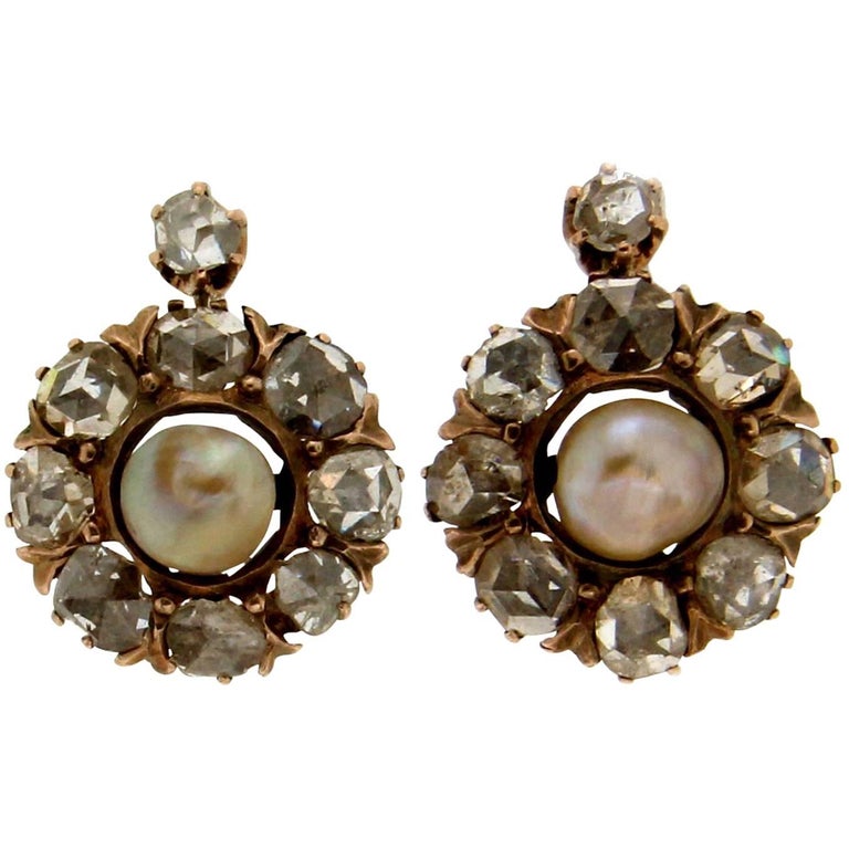 Antique 19th Century Yellow Gold Stud Earrings at 1stDibs