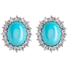 Turquoise and Diamonds Earrings in 18k Gold