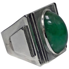 Striking Art Deco Architectural Design Ring, French Import Mark, circa 1920