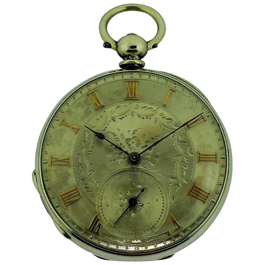 Baume Sterling Silver Keywind Pocket Watch and Key, circa 1845