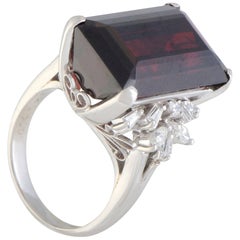 Diamond and Garnet Platinum Cocktail Ring