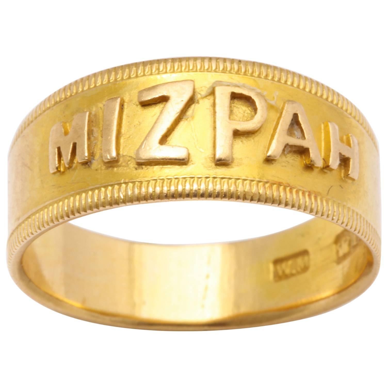 Mizpah 18 Karat Gold Hallmarked Ring, circa 1870