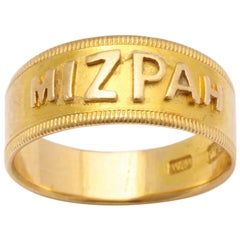 Mizpah gepunzter Ring aus 18 Karat Gold, um 1870