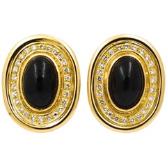 Burle Marx 18 Karat Yellow Gold 1.0 Carat Diamonds Black Onyx Earrings Burle Marx 18 Karat Yellow Gold 1.0 Carat Diamonds Black Onyx Earrings