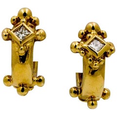Loree Rodkin 18 Karat Yellow Gold Diamond Hoop Earrings