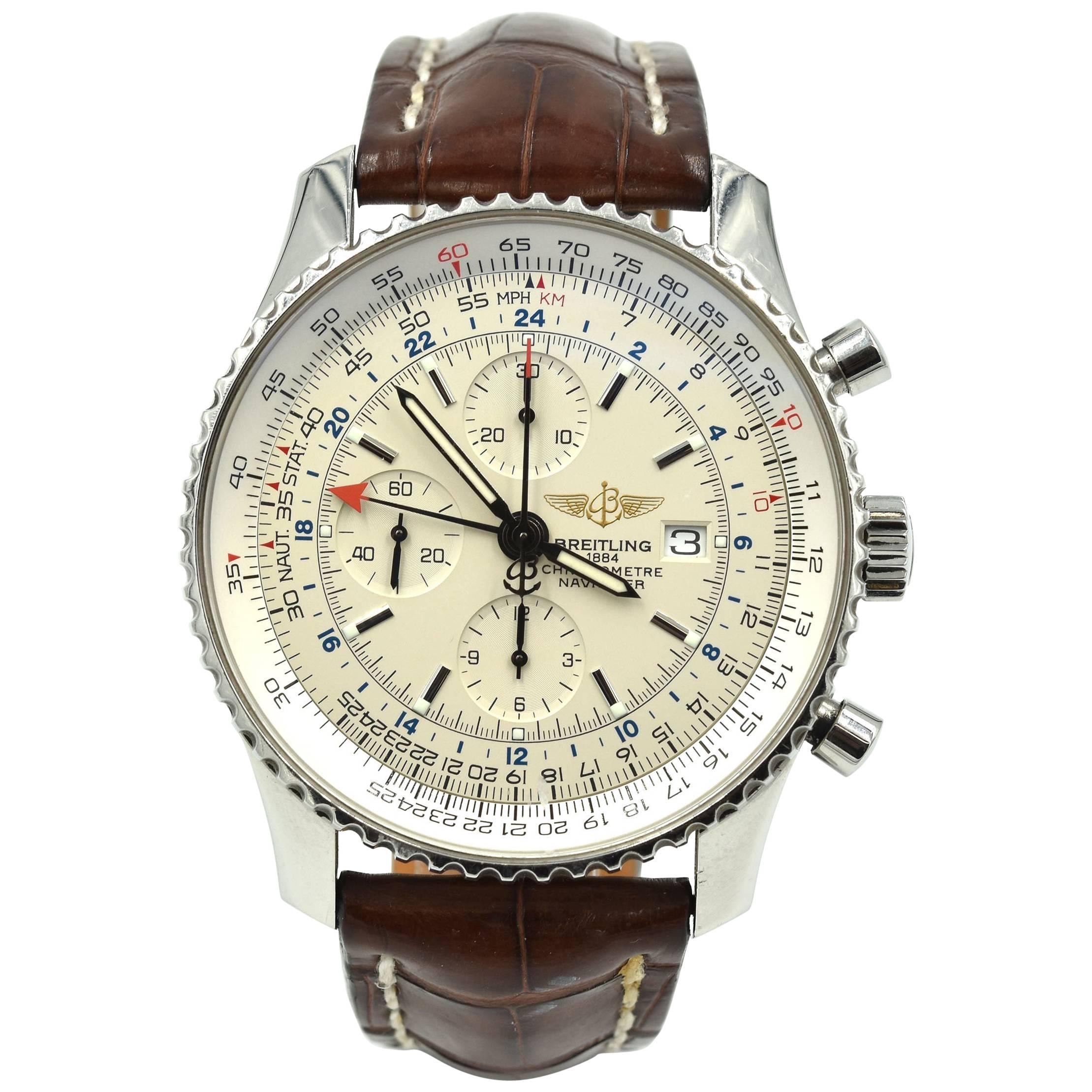 Breitling Stainless Steel Navitimer World Chronograph automatic Wristwatch  