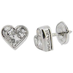 Bulgari White Gold 'Cuore' Diamond Stud Earrings