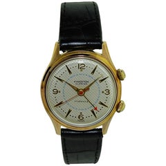 Vintage Kingston Yellow Gold Filled Waffle Dial Alarm Manual Watch, circa 1950s