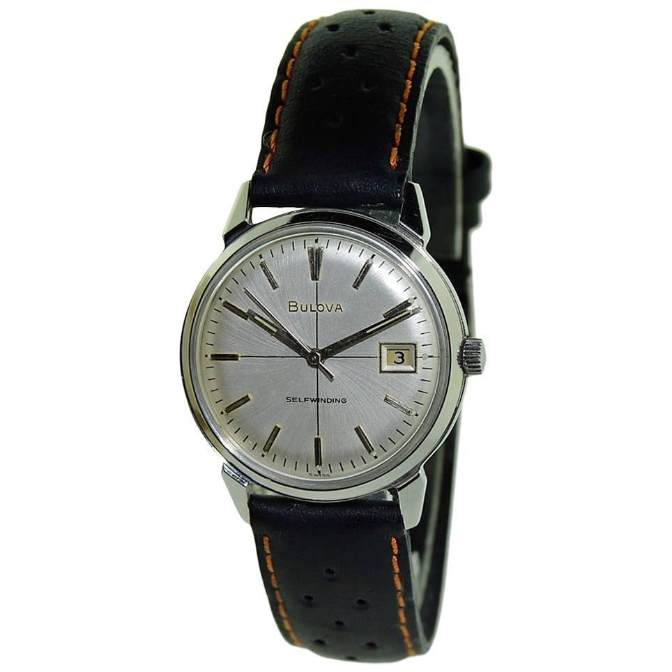 Bulova Stainless Steel Vintage Automatic Wristwatch, Circa 1960s 