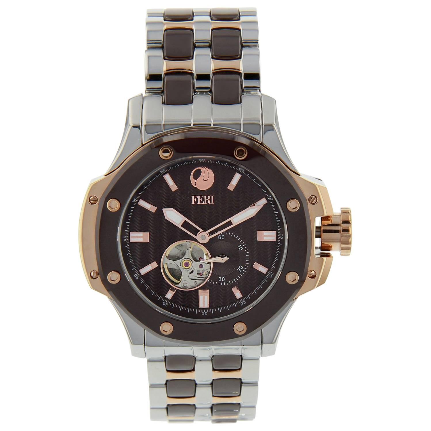 Feri Rose Gold Stainless Steel Automatic Wristwatch by Feri For Sale