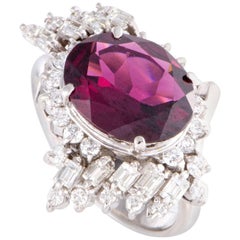 Diamond and Tourmaline Platinum Ring