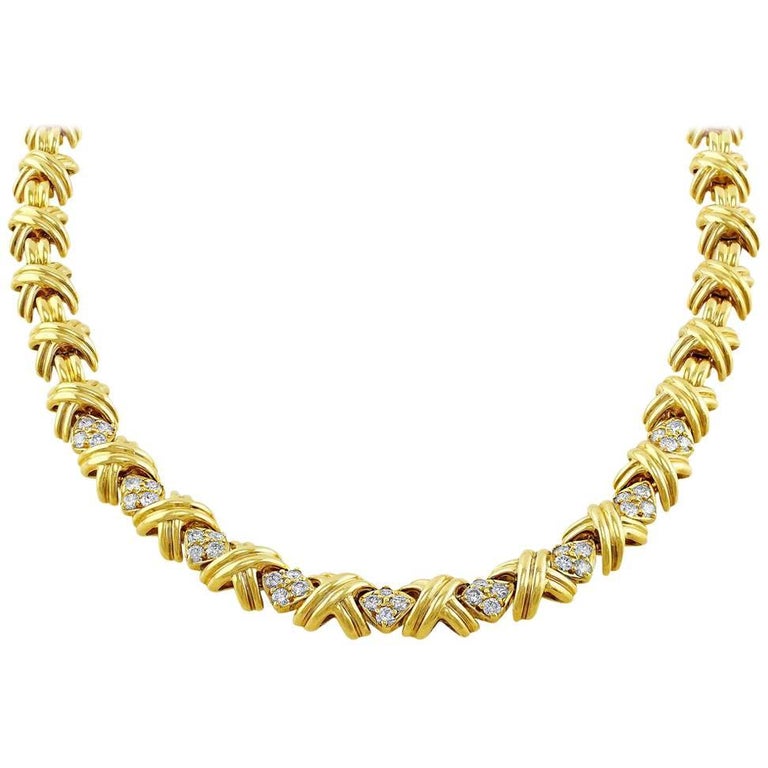 Tiffany and Co. Signature "X" Diamond Necklace For Sale at 1stDibs