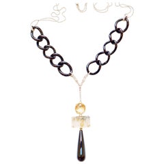 Sharon Khazzam Black Onyx, Quartz, Citrine and White Diamond Bumble Necklace