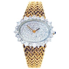 Lucien Piccard Yellow Gold Diamond Retro Wristwatch