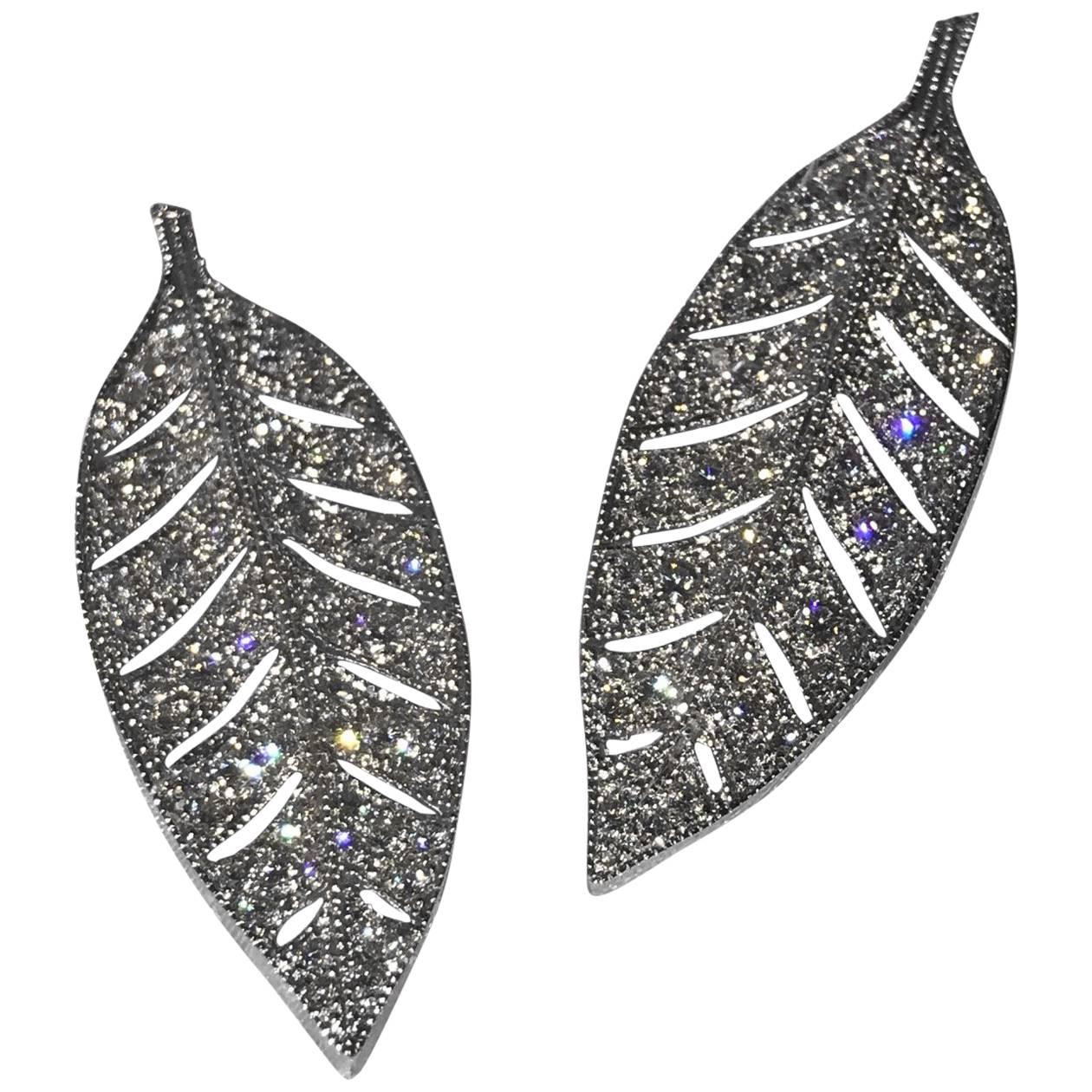 Bacchus Laurel Leaf Diamonds Earrings For Sale