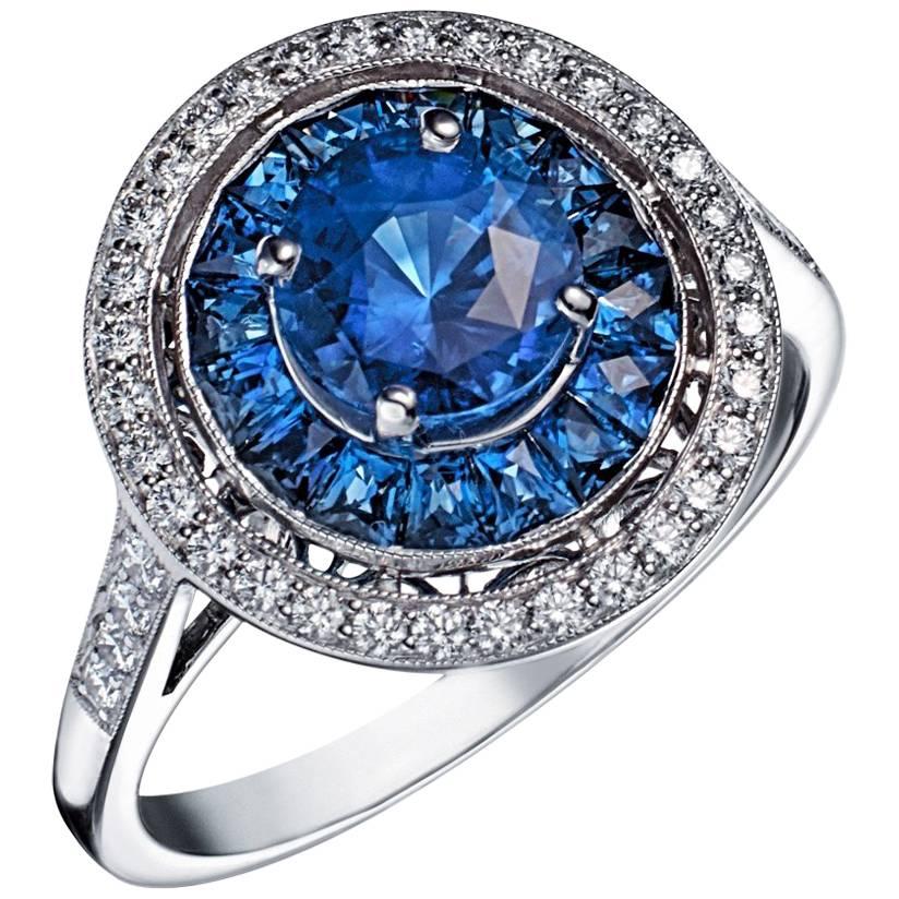Victorine Ring Sapphires and Diamonds For Sale
