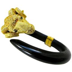 Vintage 1970s Gay Freres Rams Head and Horn Bracelet