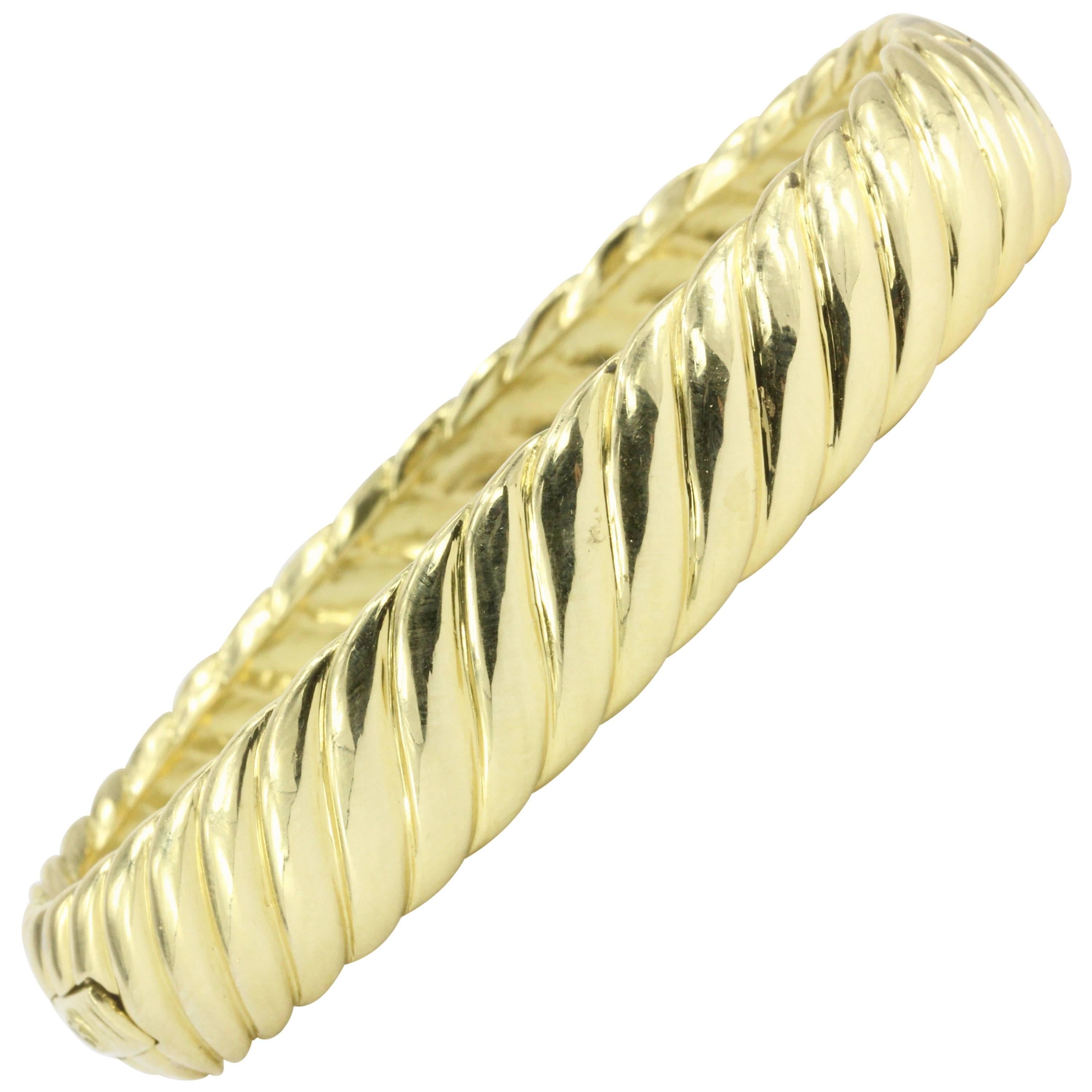 David Yurman 18 Karat Yellow Gold Cable Classic Bangle Bracelet