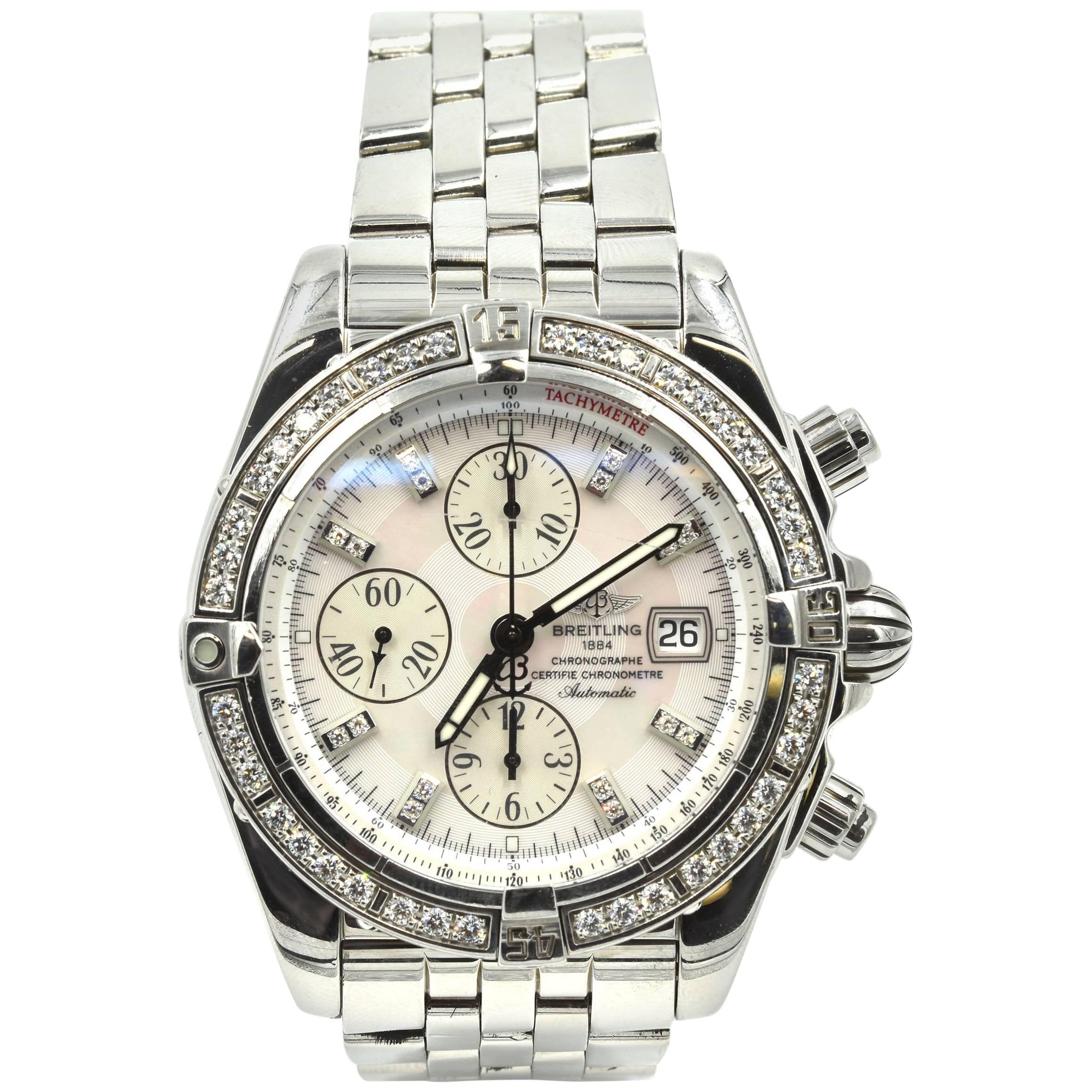 Breitling Stainless Steel Diamond Chronomat Evolution automatic Wristwatch  