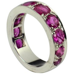 Natural Ruby White Gold Eternity Band Ring
